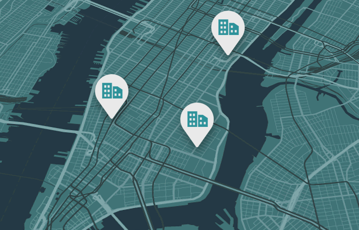 Map of New York with Listings